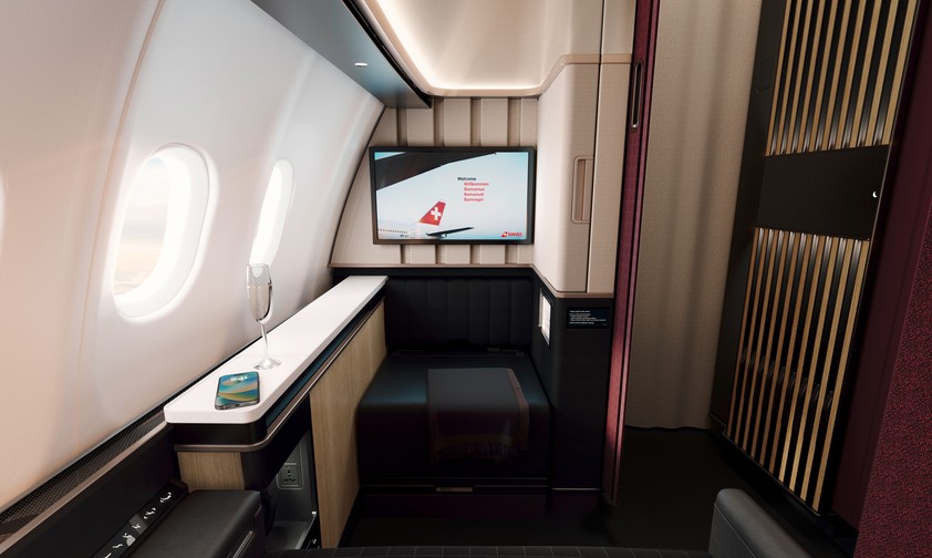 Die neue First Class von Swiss besitzt eine große Suite.