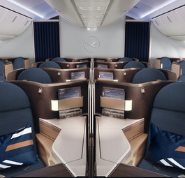 So sieht die Business Class der ersten Boeing 787-9 von Lufthansa aus.