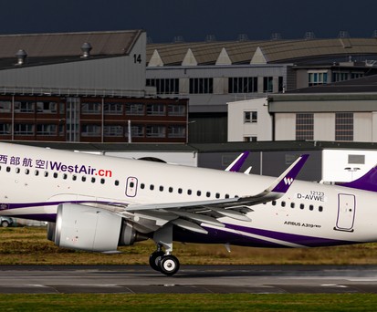 West Airs Airbus A319 Neo: Hier beim Erstflug am 2. Januar, noch mit Testkennzeichen.