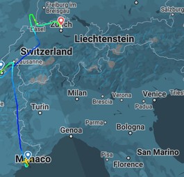 Der Flugverlauf: Landungen in Genf und Basel abgebrochen.