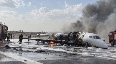 Dei völlig ausgebrannte Cessna Citation in Misrata: Betrunkene Piloten?