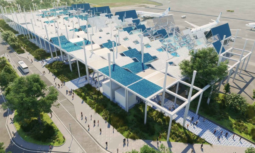 Eine Animation des neuen Passagierterminals am Flughafen Salerno.