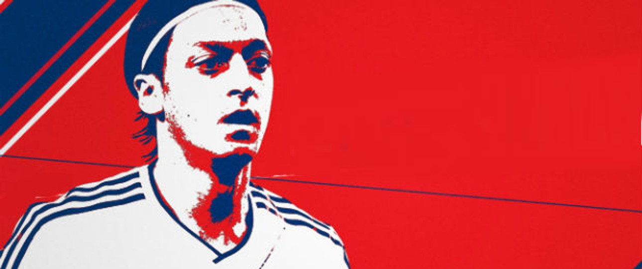 Darstellung von Mesut Özil bei Arsenal: Emirates sponsert den Club.