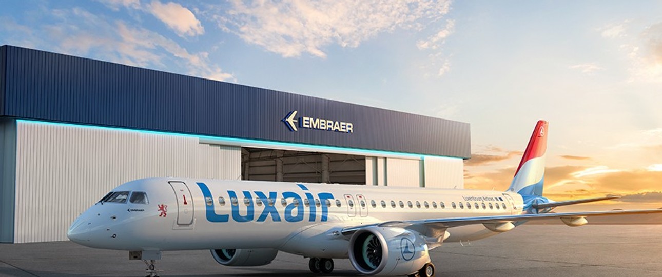 Die aufgefrischte Lackierung von Luxair: Hier auf einer Embraer E195-E2 zu sehen.