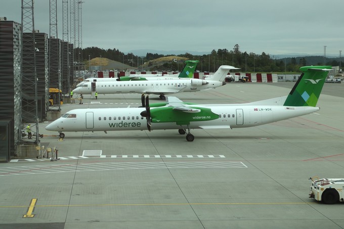 Flieger von Widerøe: Bergen hat, für norwegische Verhältnisse, ein mildes Klima.
