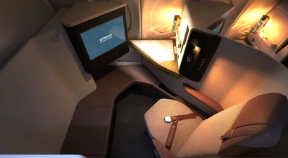First Class im Airbus A321 LR von Etihad: Kommt gut an. 
