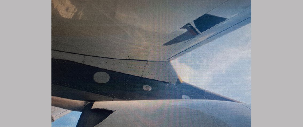 Schaden an der Tragfläche: Der Flug war trotzdem ohne Probleme verlaufen.