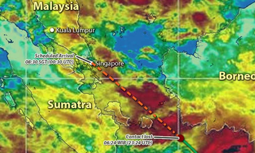 Wetterradar vom 28. Dezember: Auf der Flugroute des A320 befanden sich Gewitter.