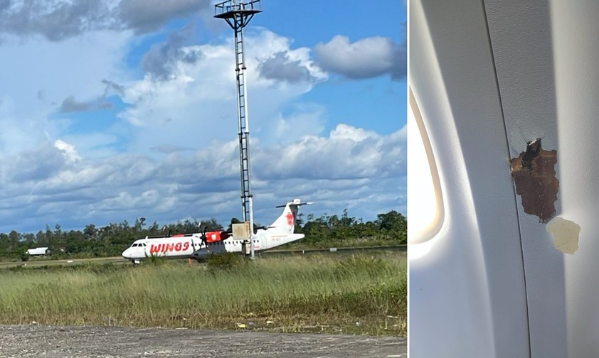 Wings Air: Die Fotos sollen die getroffene ATR 72 und den Einschuss zeigen.