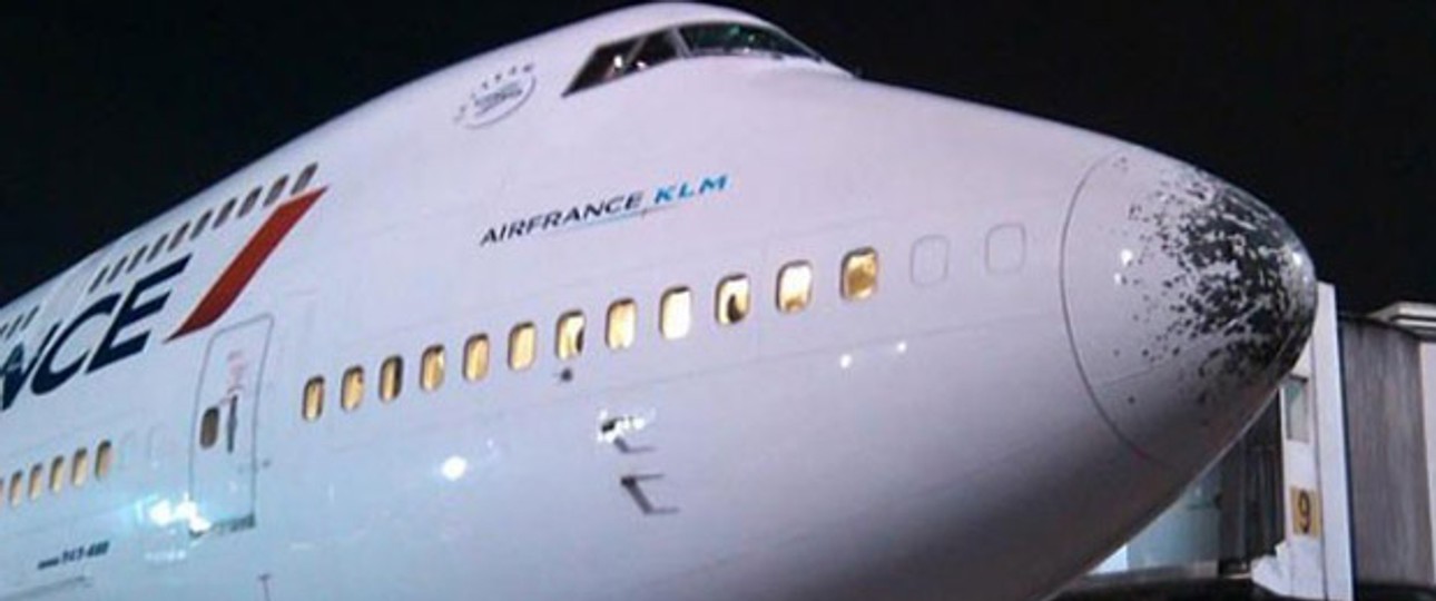 Boeing 747 von Air France: Getroffen von Hagelkörnern.