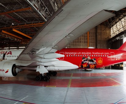 Iberia Weltmeisterschaft-Lackierung: Die Airline schickte den Airbus A350 nach Argentinien. 