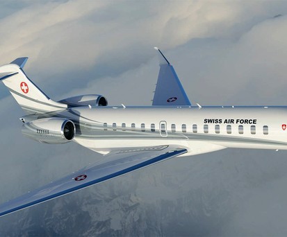 Bombardier Global 7500 in der offiziellen Lackierung der Schweiz: Wird ab 2025 VIPs fliegen.