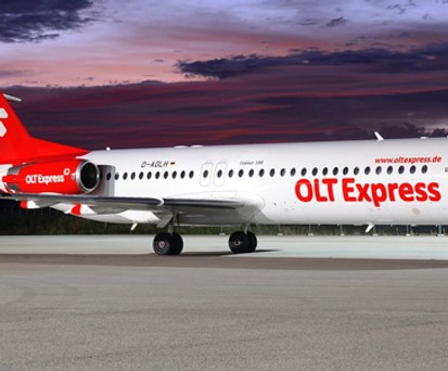 Fokker 100 von OLT Express: Fliegt nicht mehr.