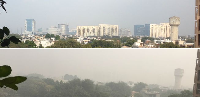 Gleicher Ort 2015 und 2017: Der Smog in Delhi ist derzeit richtig schlimm.