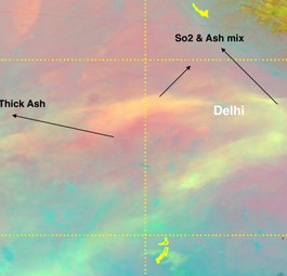 Aschewolke über Indien: Der Luftverkehr ist beeinträchtigt. 