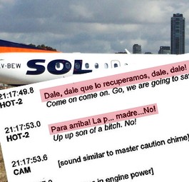 Saab 340A von Sol Líneas Aéreas und Ausriss aus dem Protokoll: Tragischer Unfall.