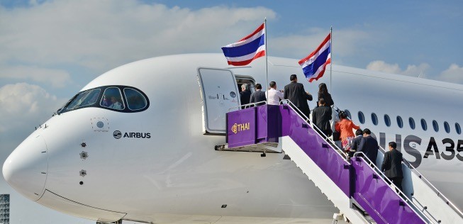 Airbus A350 in Bangkok: Thai Airways will sie erst 2018.