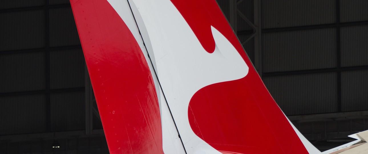 Heckflosse eines Qantas-Fliegers: Das Känguru kommt auch auf einen A321 XLR.