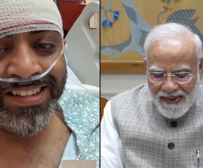 Pilot Machchhar (links) und Indiens Premiermisnister Modi (rechts): Beide haben zehn Minuten miteinander gesprochen. 