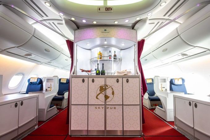 So sieht der Skypub im Airbus A380 der Airline aus.