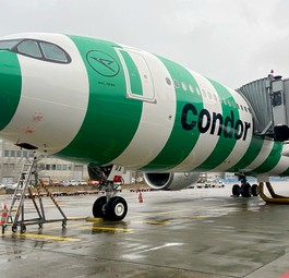 D-ANRA von Condor: Der erste A330 Neo der Airline muss auf Mauritius untersucht werden.