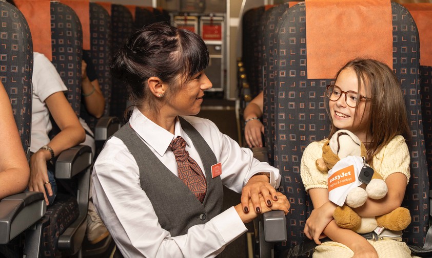 Teddy mit Easyjet-Tracker: Damit es im Urlaub keinen Stress gibt.