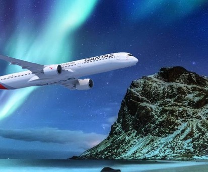 A350-1000 von Qantas über dem Nordpol: Doe Airline könnte diese Route für die Flüge wählen.