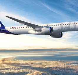 Embraer E195-E2 in SAS-Lackierung: Die Airline hat 45 Stück fest bestellt.
