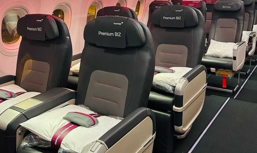 Business Class mit 2-2-Bestuhlung bei Eurowings: Gibt es künftig in acht Flugzeugen.