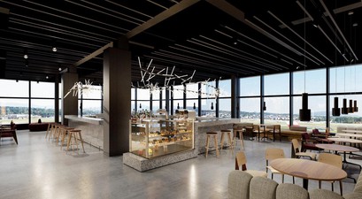 Darstellung der neuen Senator-Lounge im Dock B: Swiss baut neue Lounges am Flughafen Zürich.