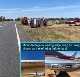 Cirrus SR22 nach der Notlandung auf einem Highway: Der Pilot wurde von der australischen Behörde für sein Verhalten gelobt.