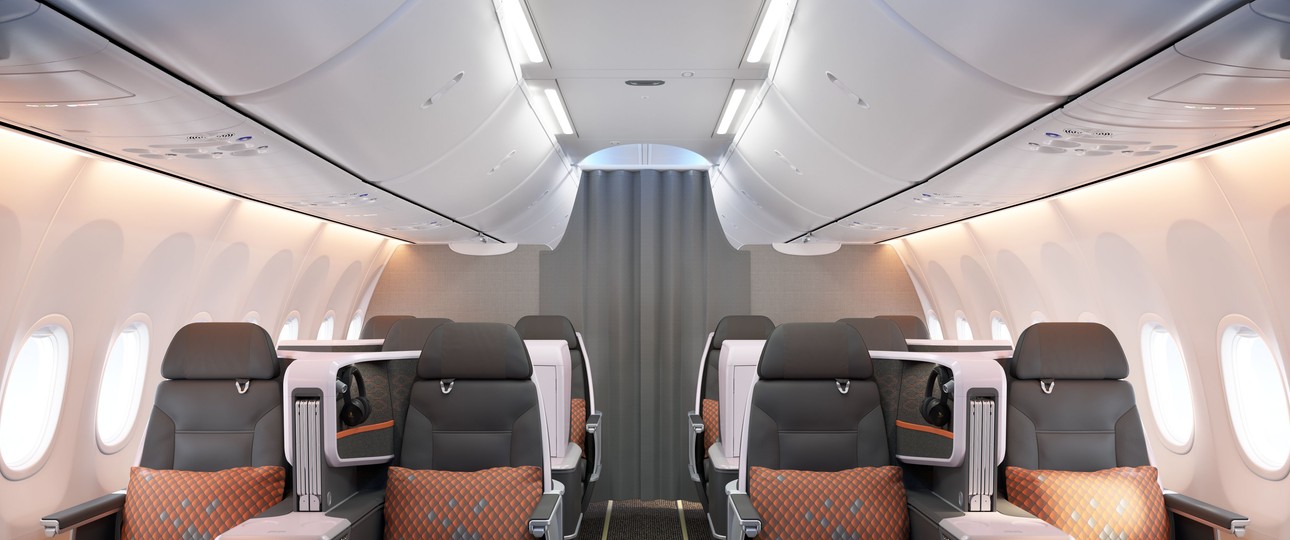 Zehn Business-Class-Sitze gibt es in den Boeing 737 Max von Singapore Airlines.