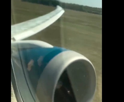 Der Start der Boeing 787 von Vietnam Airlines aus Passagiersicht: Deutlich über das Pistenende in München hinaus.