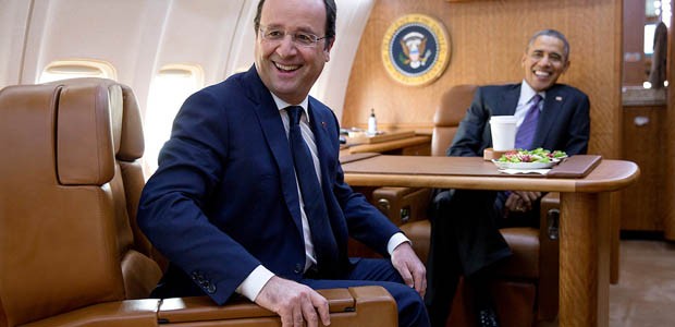 François Hollande und Barack Obama: Auch präsidiale Treffen sin in der Air Force One möglich.