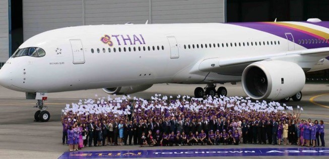 Begrüßung des ersten Airbus A350: In Bangkok wurde das Ereignis groß gefeiert.