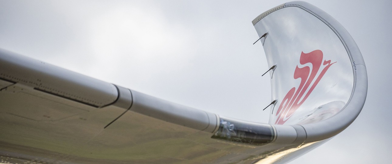 Sharklet of an Air China A350: Soon to be seen more often at airports.
