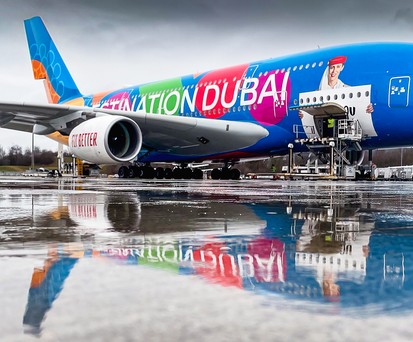 Airbus A380 von Emirates: Fliegt ein Mal täglich in die Schweiz.