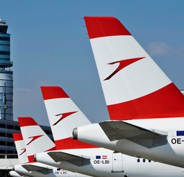 Austrian Airlines jets in Vienna.