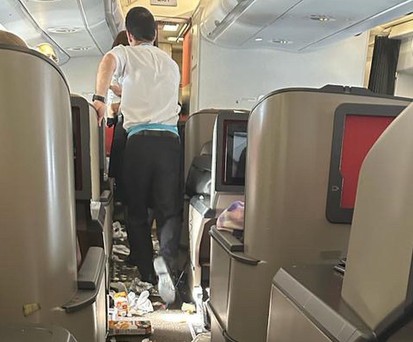 Kabine nach dem Vorfall: Der Flug ging weiter.