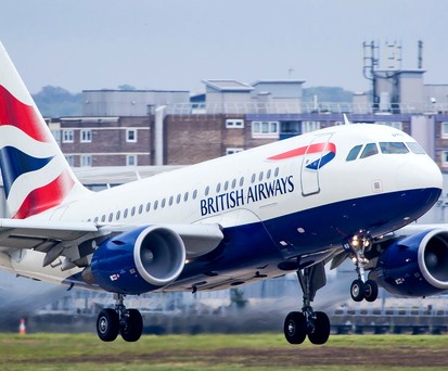 A British Airways Airbus A318 with registration number G-EUNB. In 2017, the airline sold the jet to ...