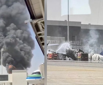 Bilder vom Flughafen Riyadh: Eine Rakete soll ein Flugzeug getroffen haben.