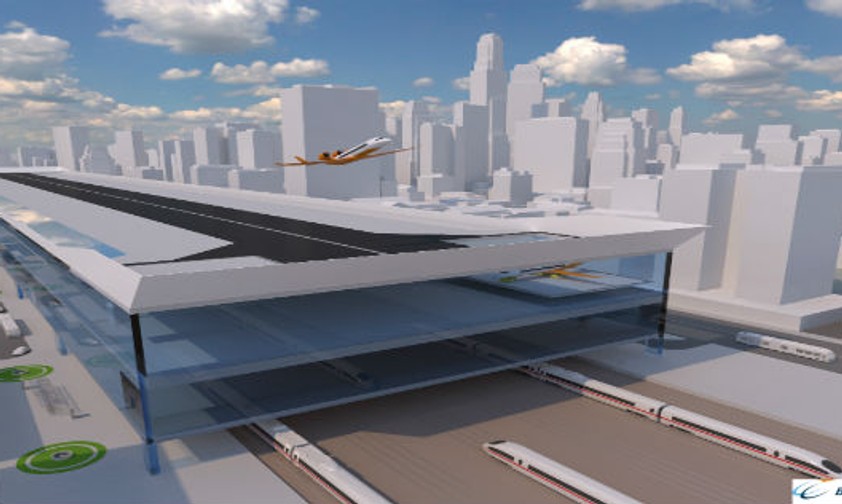 Vision für 2050: Fluggäste  werden dank CentAirStations gleich ab der Innenstadt zum Flughafen fliegen