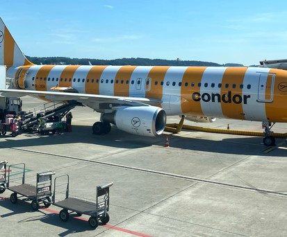 Condor-Jet am Airport Zürich: Wird auch im Sommer 2024 zu sehen sein.