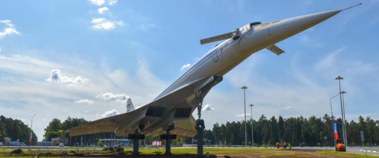 Tupolev Tu-144 als Denkmal in Zhukovsky: Das Flugzeug hob hier 1968 zum ersten Mal ab.