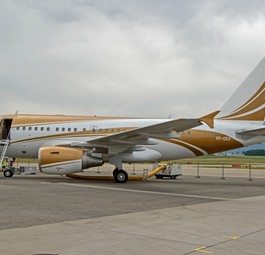 Businessjet-Messe Ebace 2022 in Genf: Ein Airbus A318 in VIP-Version.