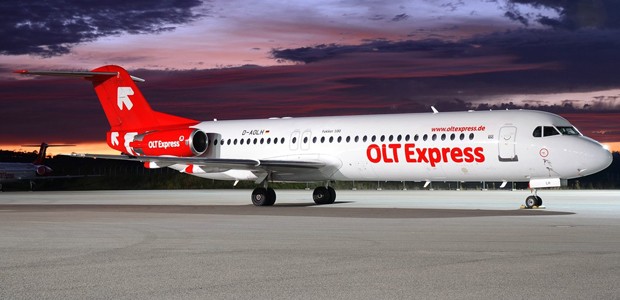 Fokker 100 von OLT Express: Fliegt nicht mehr.