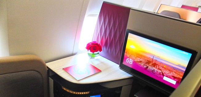 Blick in die neue Business Class von Qatar Airways: Die Sitze machen noch Probleme.