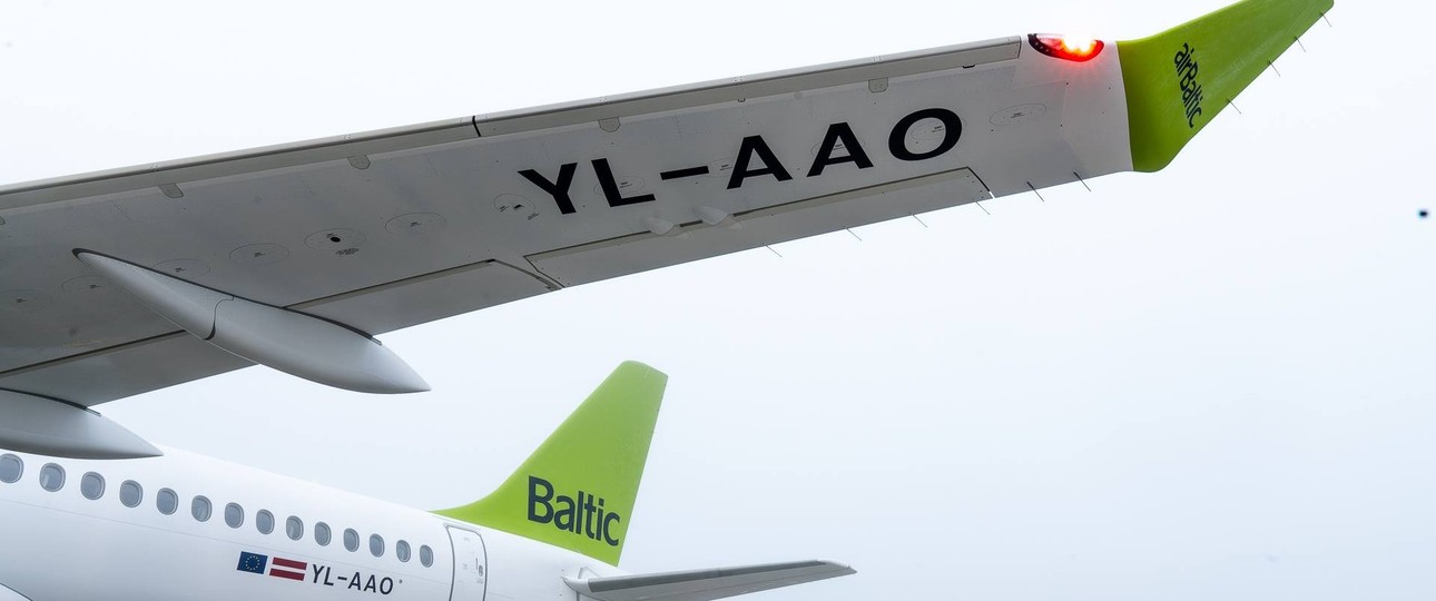 Airbus A220 mit der Kennung YL-AAO von Air Baltic: Wird nicht mehr abheben.