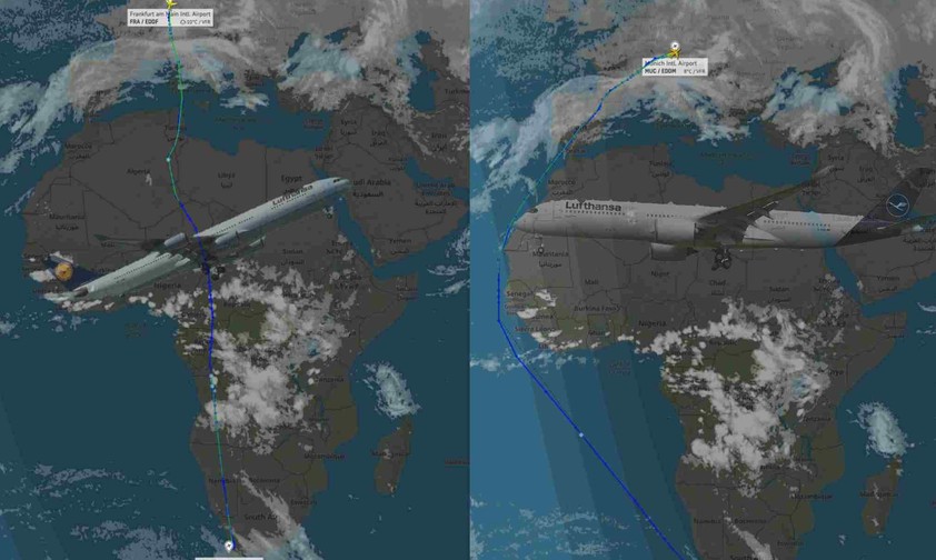 LH576 und LH574 flogen am 25.Oktober beide nach Kapstadt. Nur die Routen waren unterschiedlich.