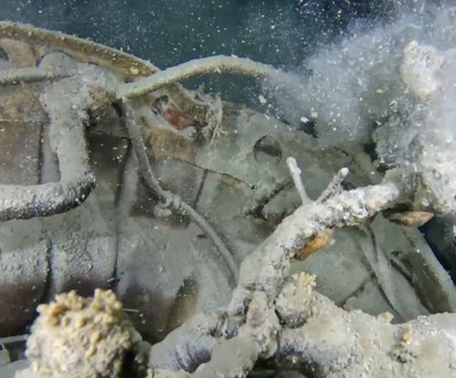 Bild des Wracks: Aggressive Quaggamuscheln haben es in 210 Meter Tiefe geschafft.